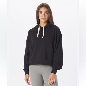 Jungmaven Black Sunkissed Cropped  Drawstring Hoodie